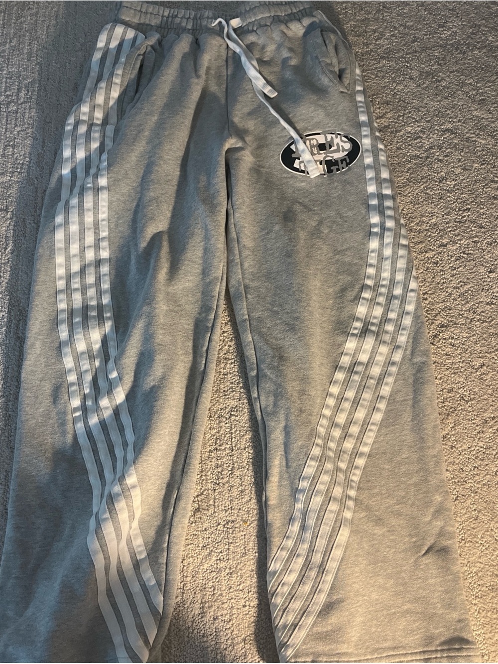 Men's Gray Drawstring Joggers with White Side Stripes